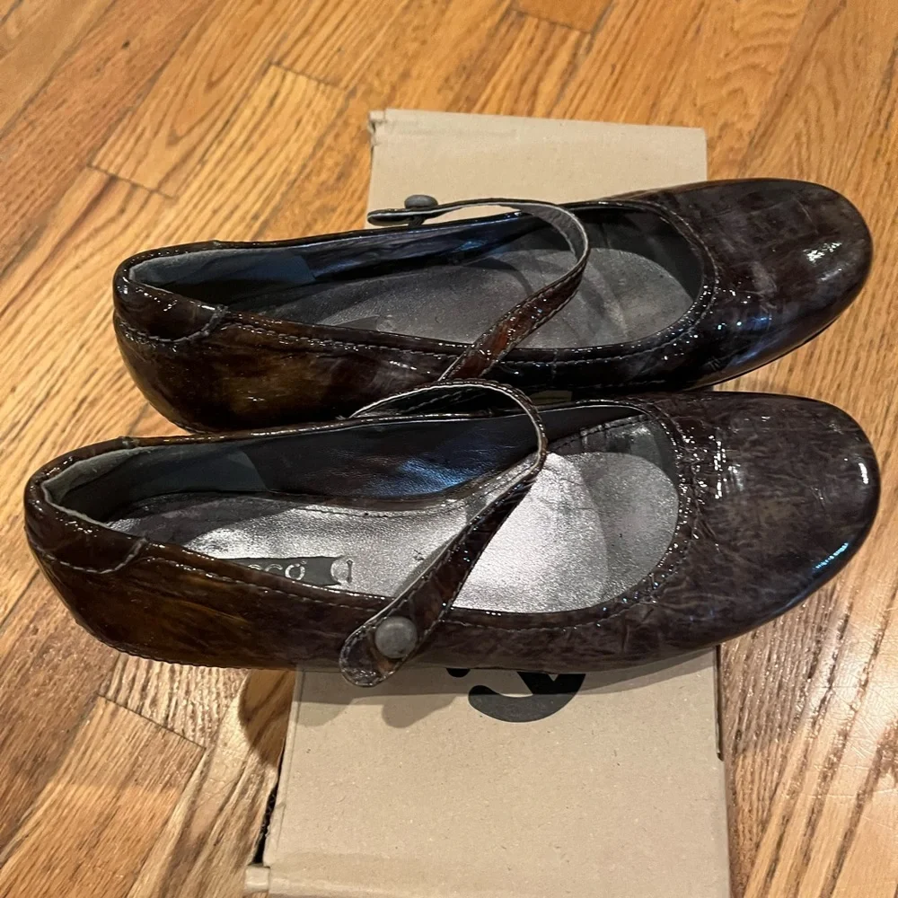 Ecco Mary Jane Grey Swirl Patent Leather Flats - size 39 EU - Picture 3 of 10